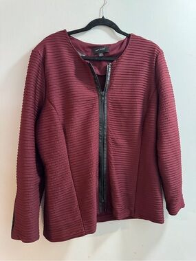 Mark Zunino Women's Ribbed Zip-Front Jacket in Burgundy